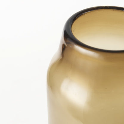 16" Golden Brown Abstract Cylinder Crystal Glass Table Vase HomeRoots