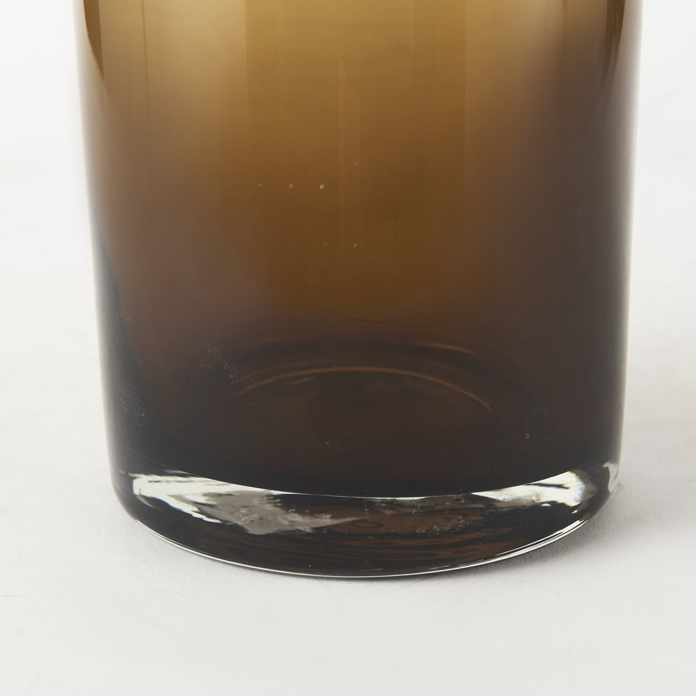 16" Golden Brown Abstract Cylinder Crystal Glass Table Vase HomeRoots