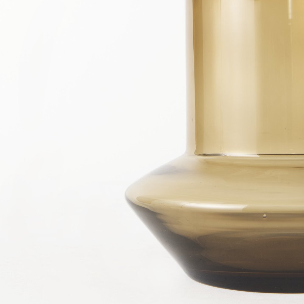 10" Golden Brown Abstract Cylinder Crystal Glass Table Vase — view 3
