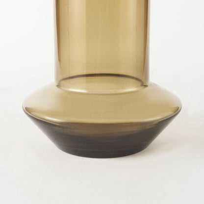 10" Golden Brown Abstract Cylinder Crystal Glass Table Vase HomeRoots