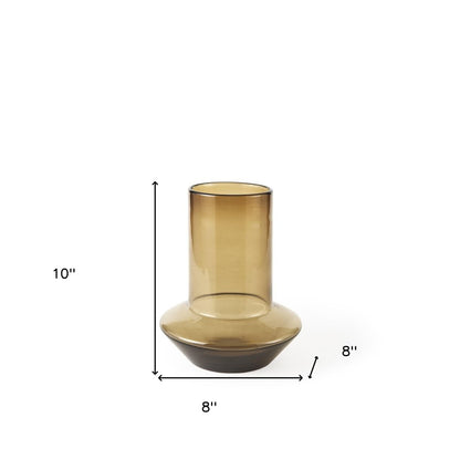 10" Golden Brown Abstract Cylinder Crystal Glass Table Vase HomeRoots