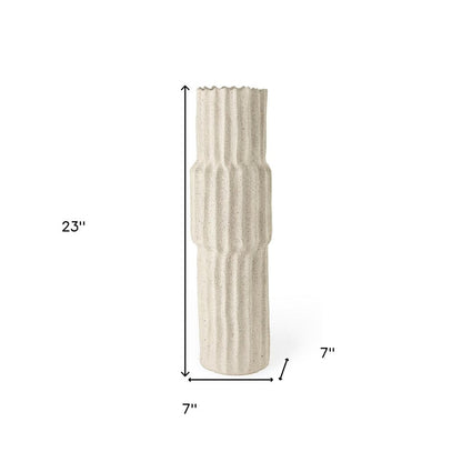 23" Cream Abstract Cylinder Ceramic Table Vase HomeRoots