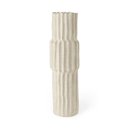 23" Cream Abstract Cylinder Ceramic Table Vase HomeRoots