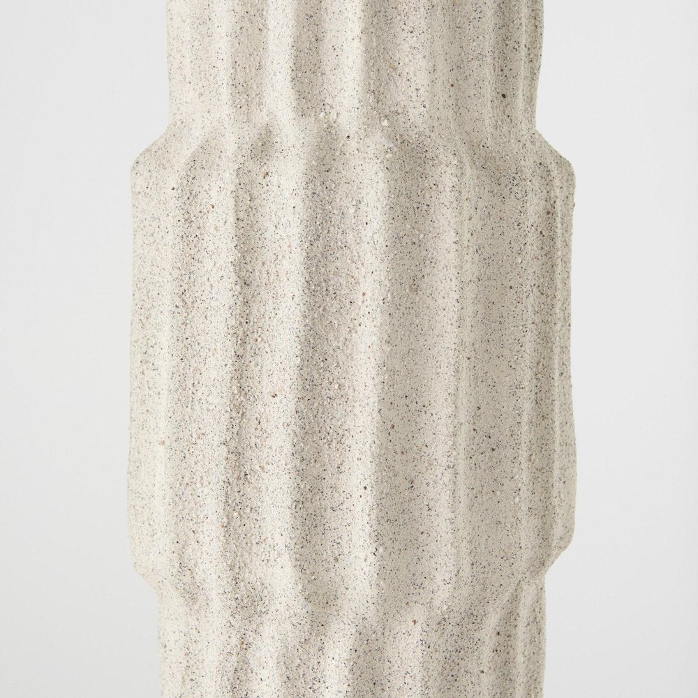 23" Cream Abstract Cylinder Ceramic Table Vase — view 4