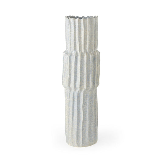 23" Gray Abstract Cylinder Ceramic Table Vase