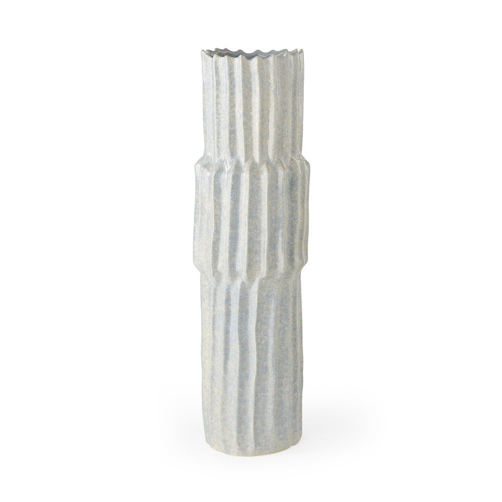 23" Gray Abstract Cylinder Ceramic Table Vase — view 1