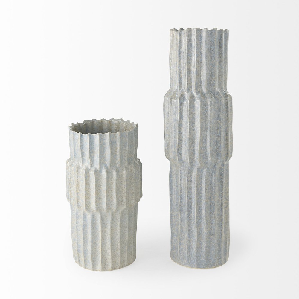 23" Gray Abstract Cylinder Ceramic Table Vase HomeRoots