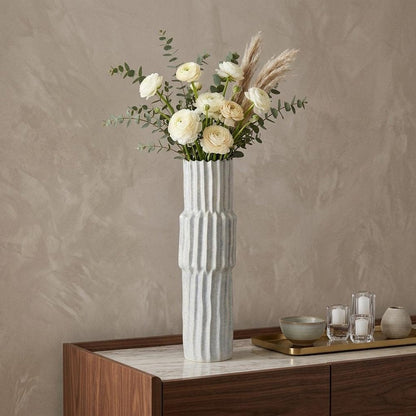 23" Gray Abstract Cylinder Ceramic Table Vase HomeRoots