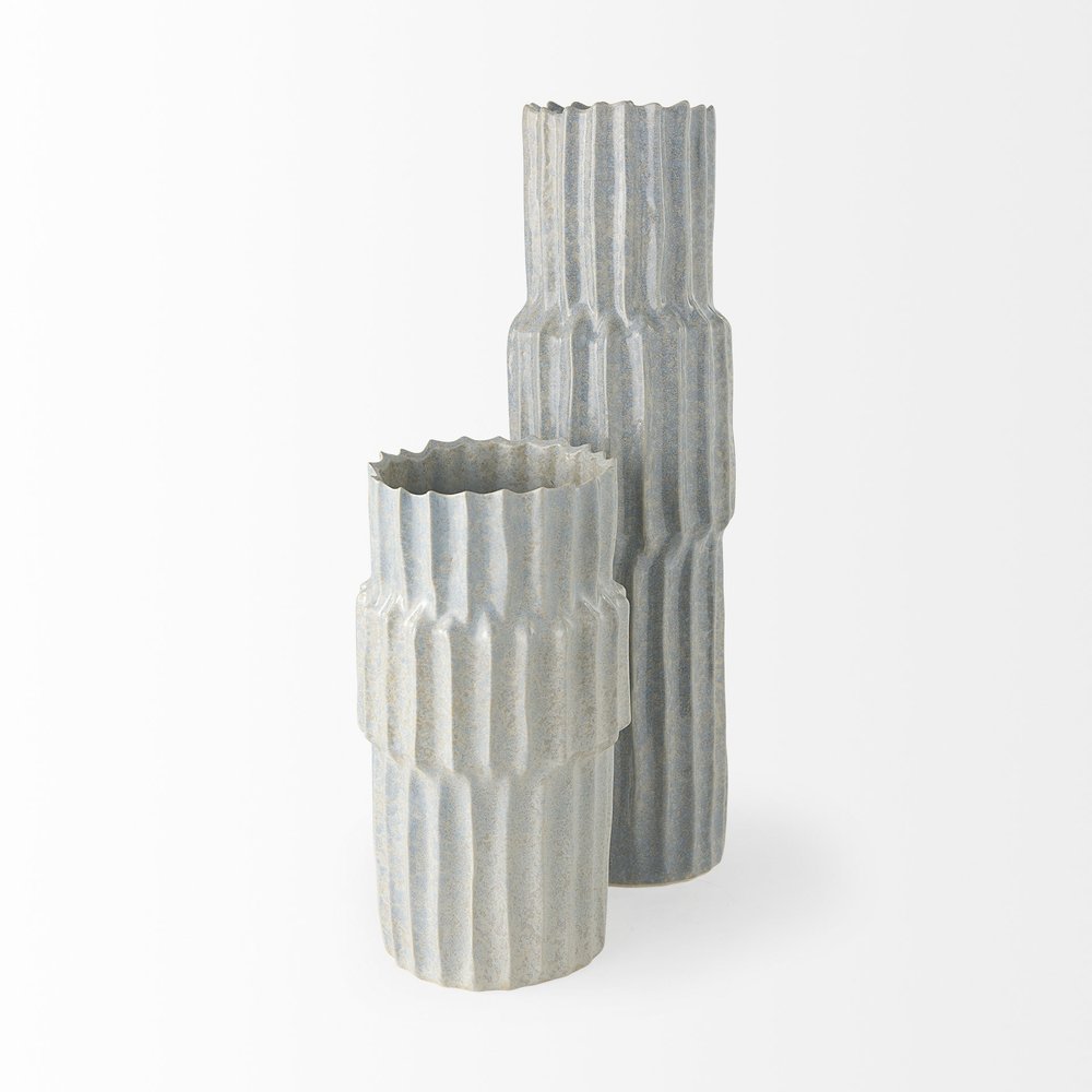 23" Gray Abstract Cylinder Ceramic Table Vase HomeRoots