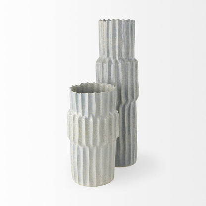 23" Gray Abstract Cylinder Ceramic Table Vase HomeRoots