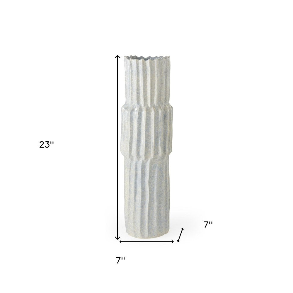 23" Gray Abstract Cylinder Ceramic Table Vase — view 5