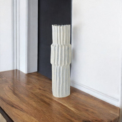 23" Gray Abstract Cylinder Ceramic Table Vase HomeRoots