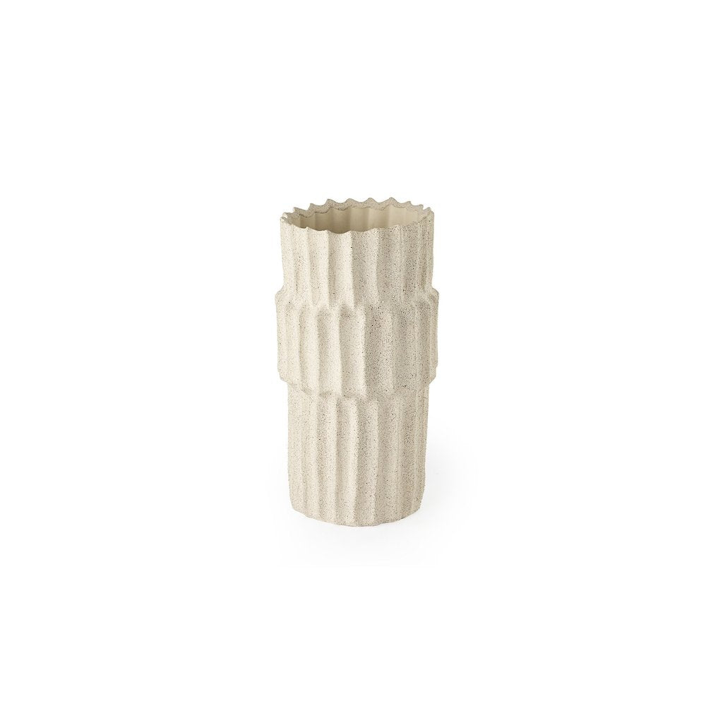 14" Sand Ceramic Cylinder Table Vase HomeRoots