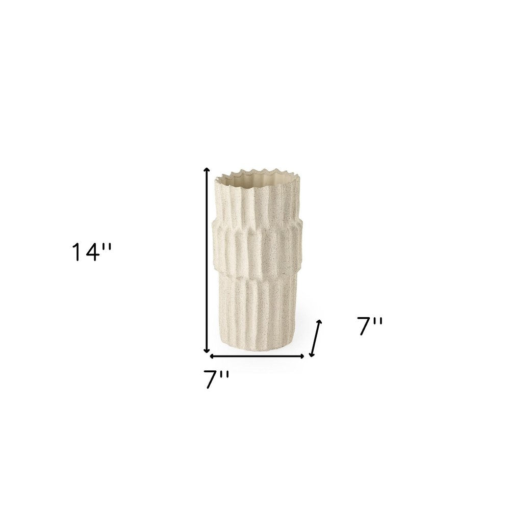 14" Sand Ceramic Cylinder Table Vase HomeRoots