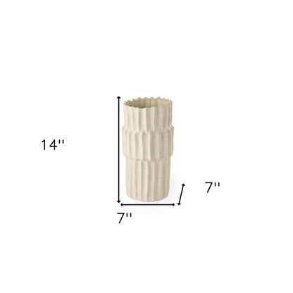 14" Sand Ceramic Cylinder Table Vase HomeRoots