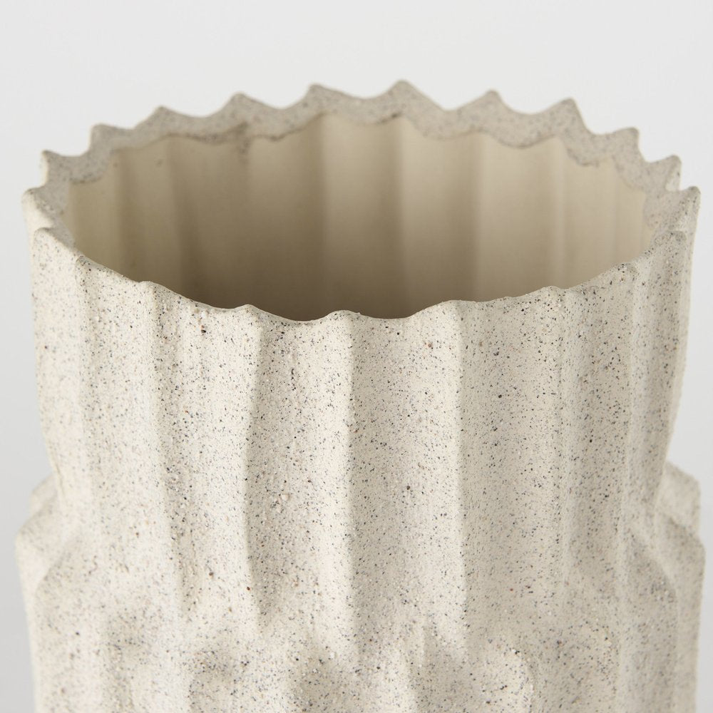 14" Sand Ceramic Cylinder Table Vase HomeRoots