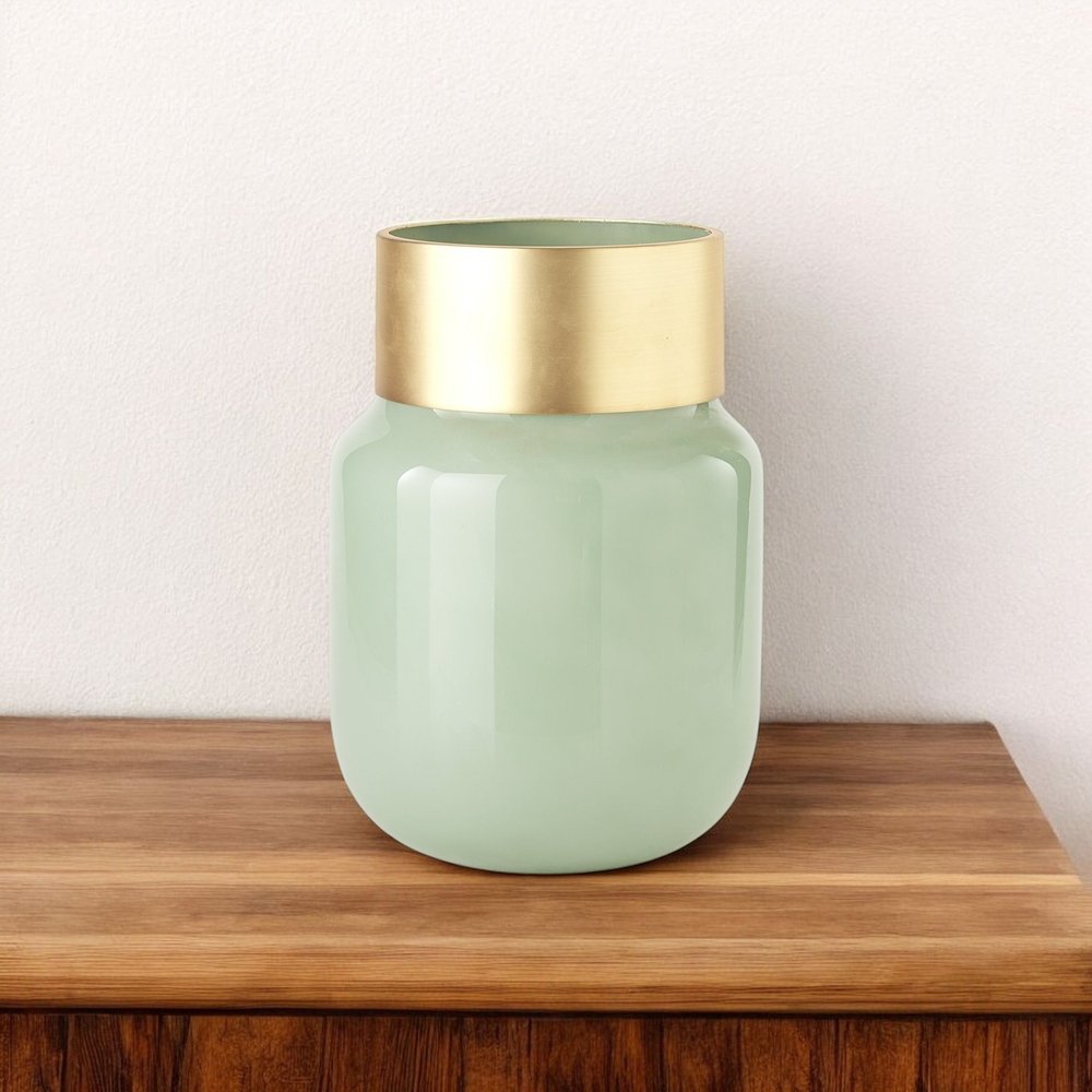 12" Green Abstract Cylinder Crystal Glass Table Vase HomeRoots