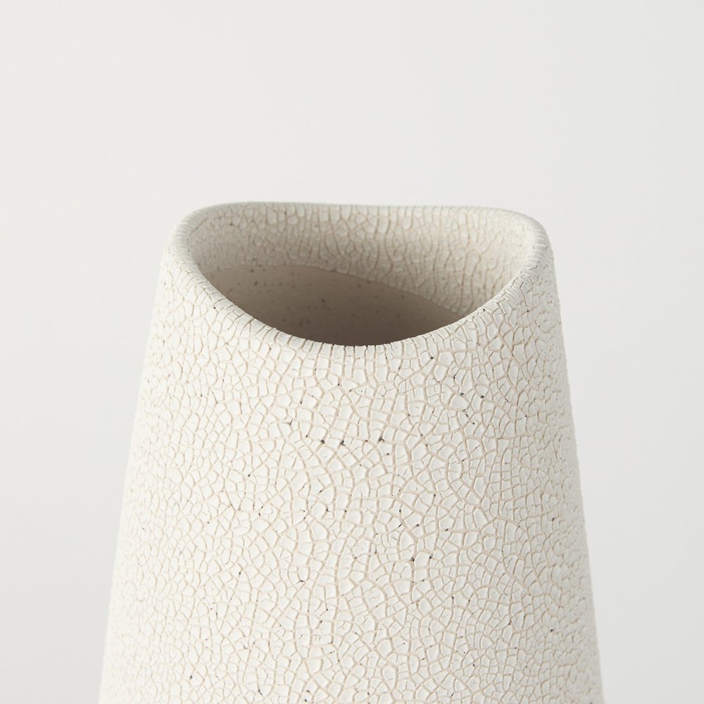 14" Cream Abstract Cylinder Ceramic Table Vase HomeRoots