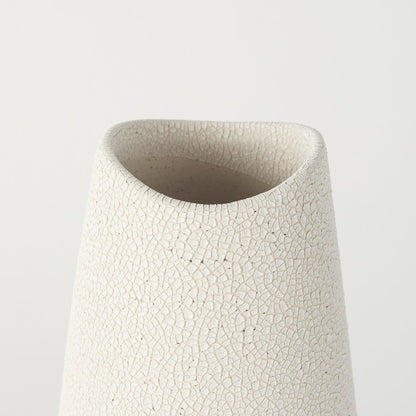 14" Cream Abstract Cylinder Ceramic Table Vase HomeRoots
