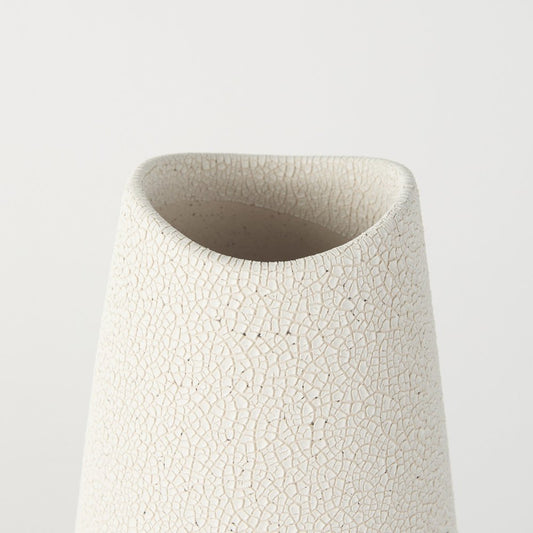 14" Cream Abstract Cylinder Ceramic Table Vase HomeRoots