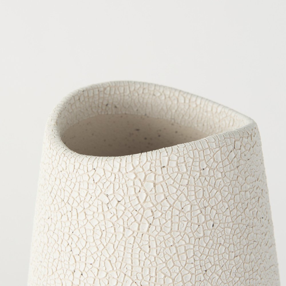 14" Cream Abstract Cylinder Ceramic Table Vase HomeRoots