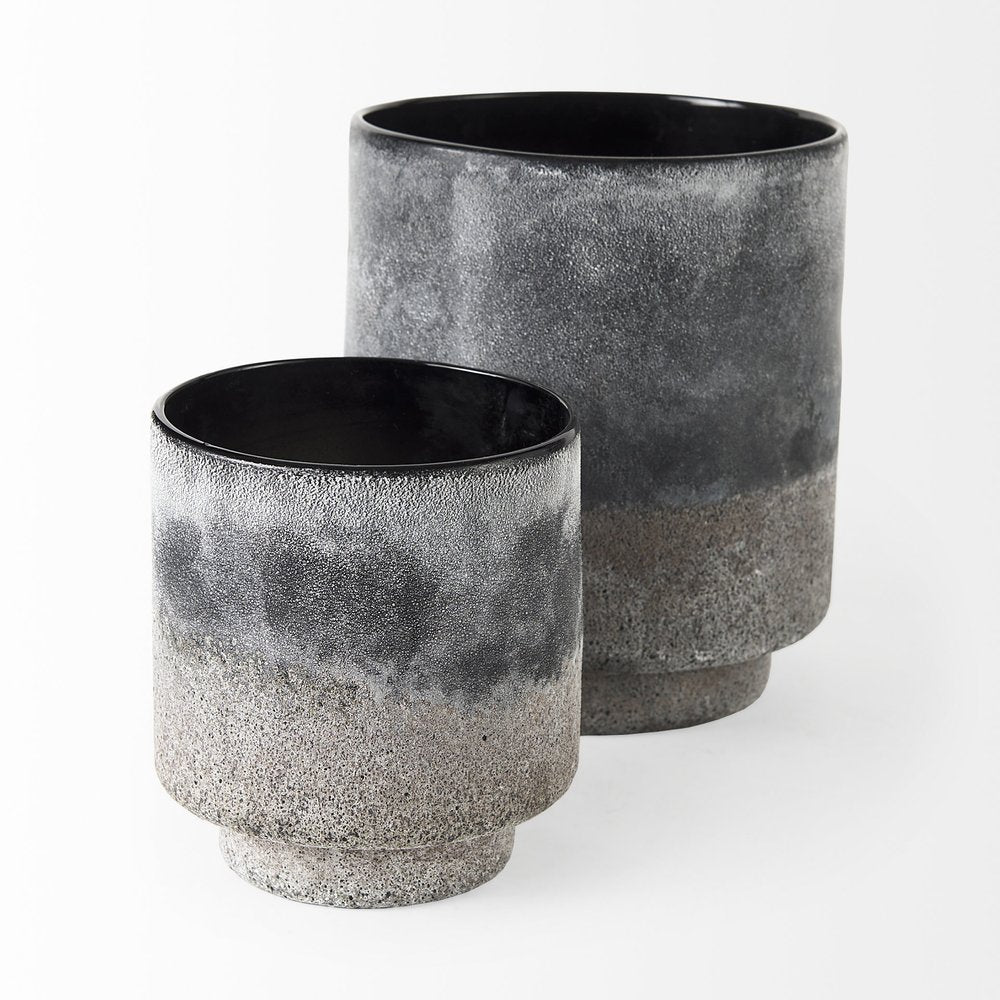 6" Brown And Black Abstract Cylinder Ceramic Table Vase HomeRoots