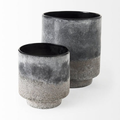 6" Brown And Black Abstract Cylinder Ceramic Table Vase HomeRoots