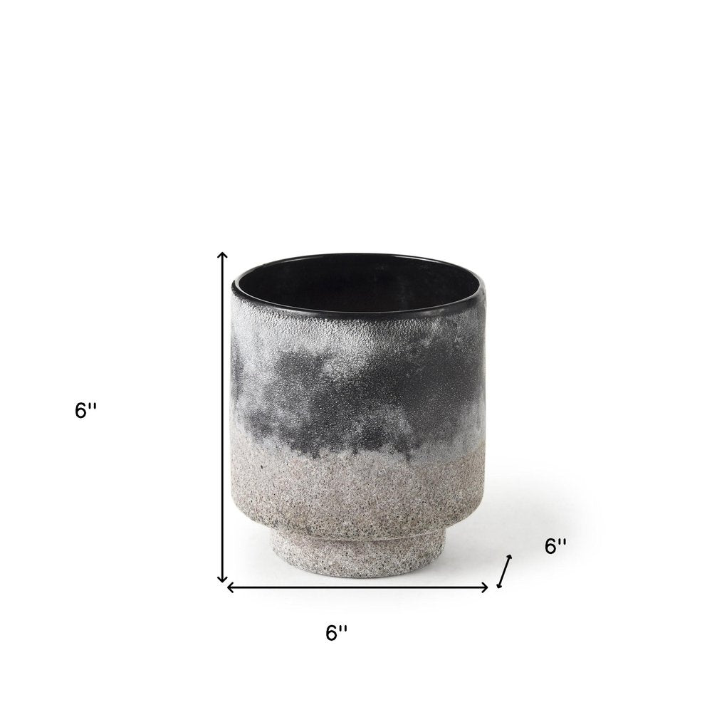 6" Brown And Black Abstract Cylinder Ceramic Table Vase HomeRoots