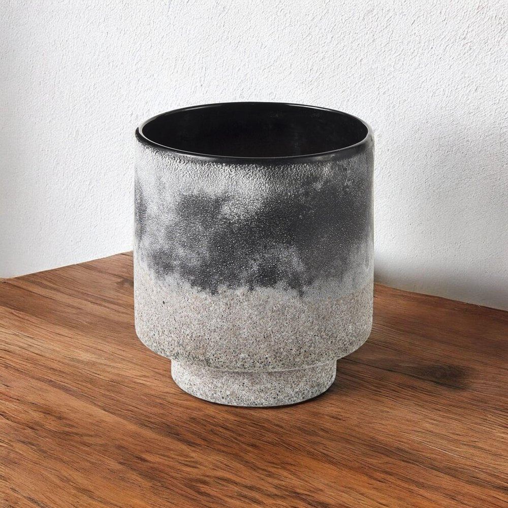 6" Brown And Black Abstract Cylinder Ceramic Table Vase HomeRoots