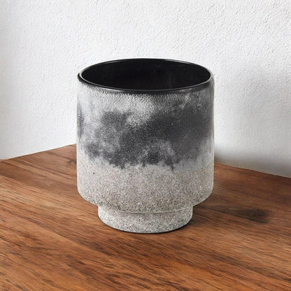 6" Brown And Black Abstract Cylinder Ceramic Table Vase HomeRoots