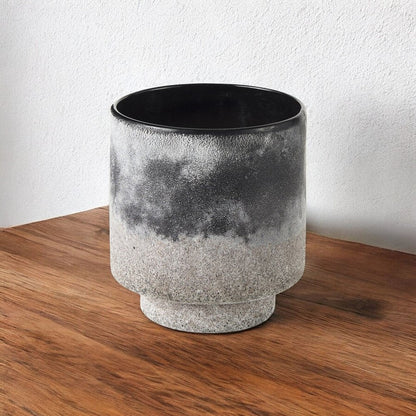 6" Brown And Black Abstract Cylinder Ceramic Table Vase HomeRoots
