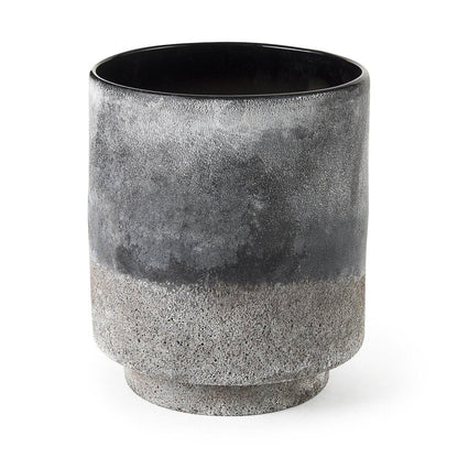 9" Brown And Black Abstract Cylinder Ceramic Table Vase HomeRoots