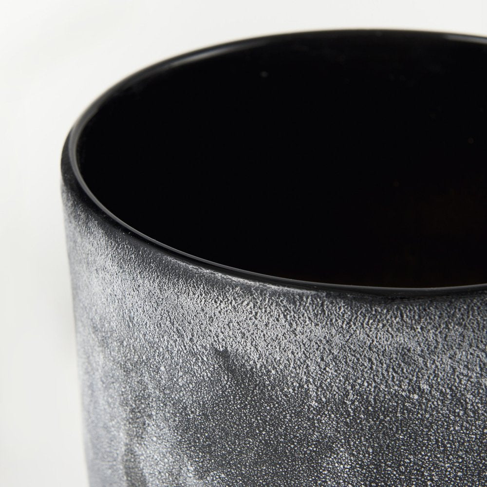 9" Brown And Black Abstract Cylinder Ceramic Table Vase — view 2