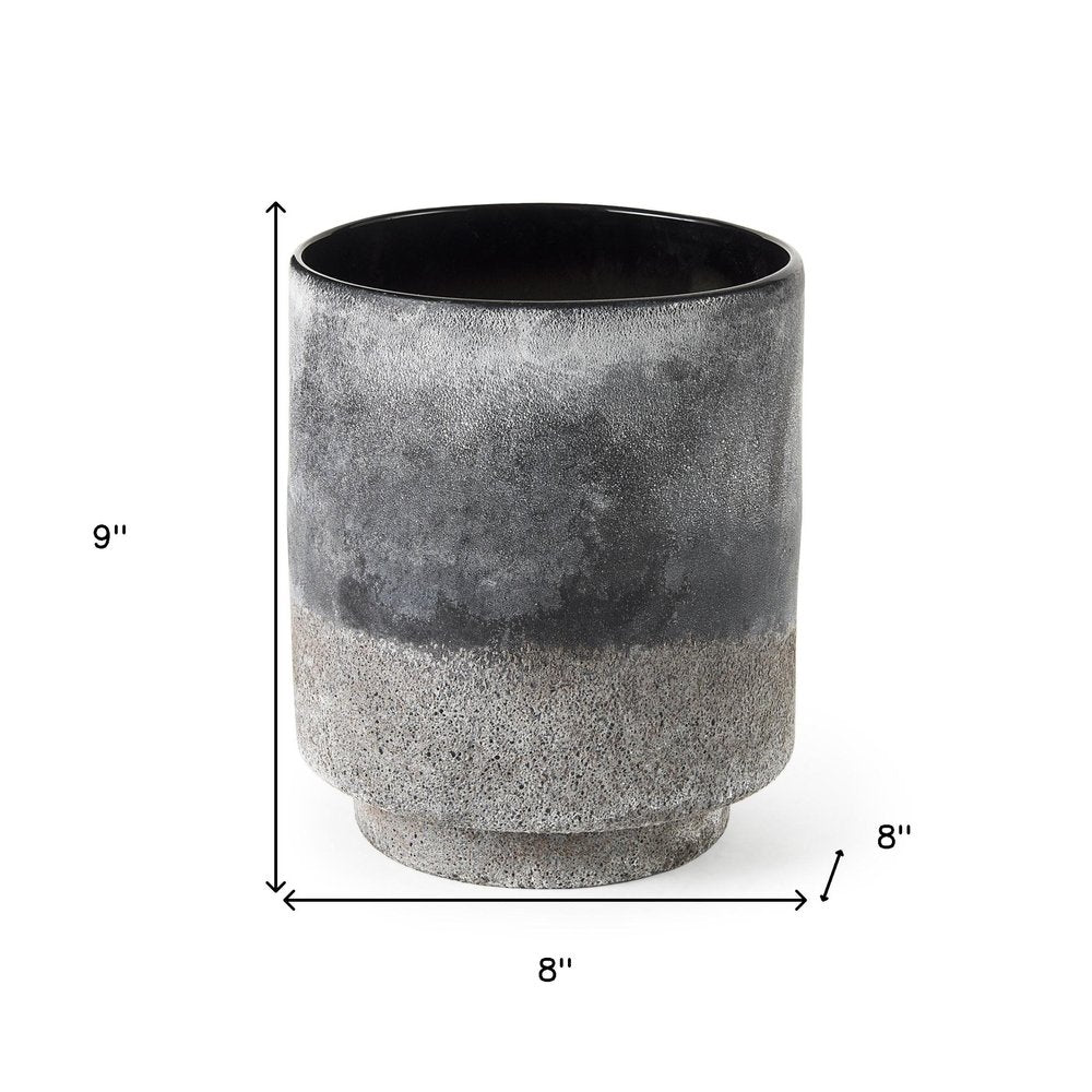 9" Brown And Black Abstract Cylinder Ceramic Table Vase HomeRoots