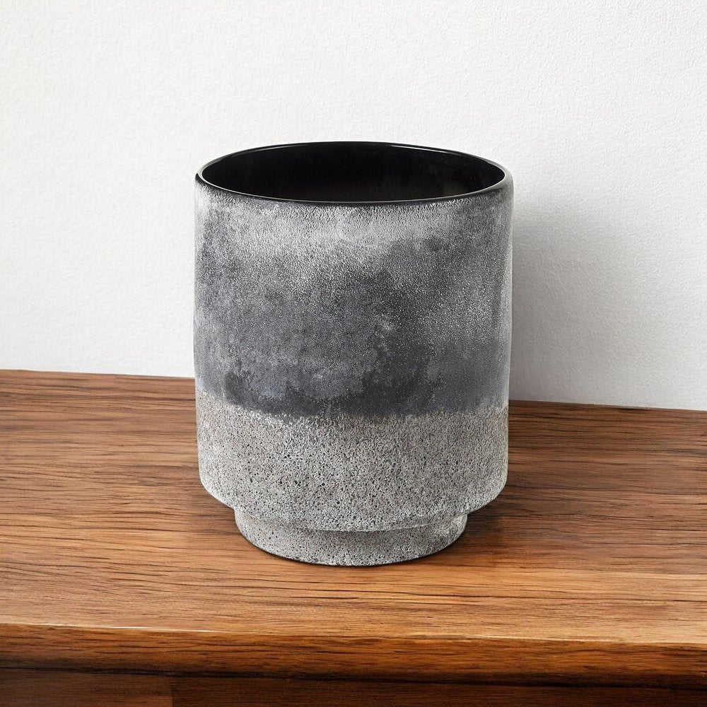 9" Brown And Black Abstract Cylinder Ceramic Table Vase HomeRoots