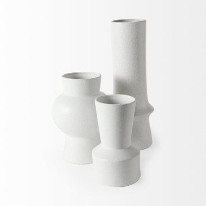 9" White Abstract Cylinder Ceramic Table Vase HomeRoots