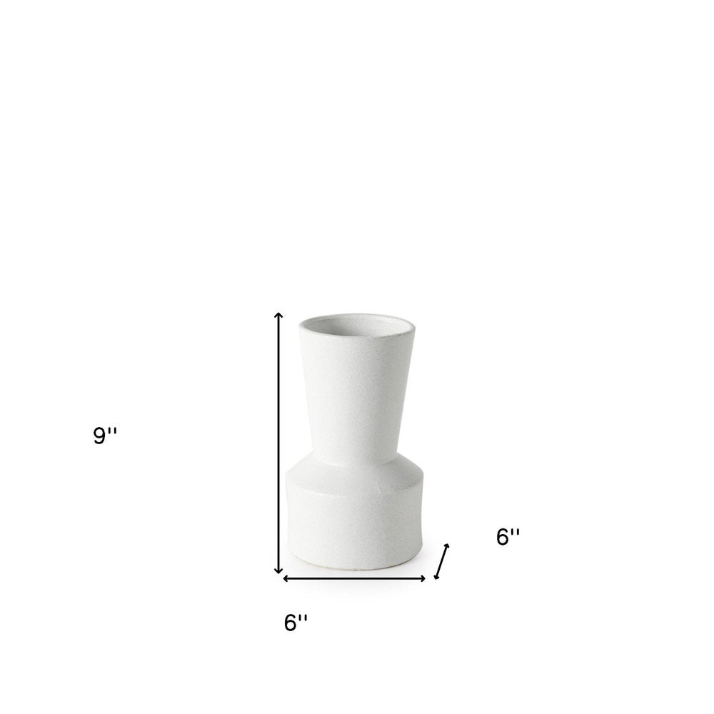 9" White Abstract Cylinder Ceramic Table Vase HomeRoots