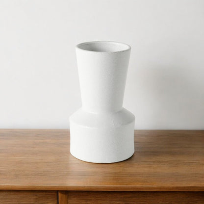 9" White Abstract Cylinder Ceramic Table Vase HomeRoots