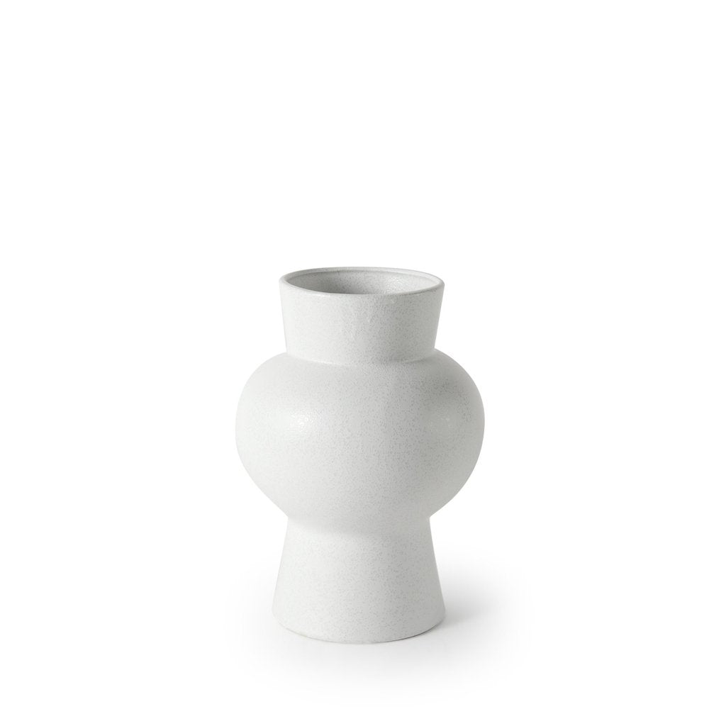 11" White Abstract Cylinder Ceramic Table Vase HomeRoots