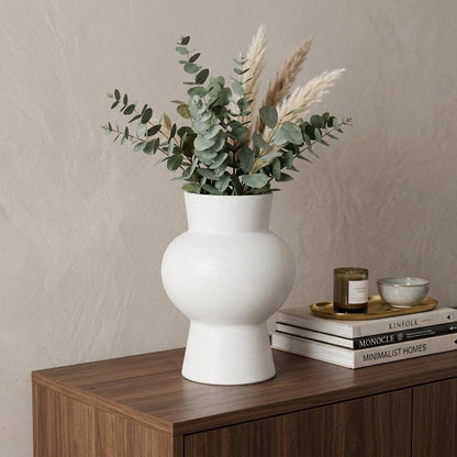 11" White Abstract Cylinder Ceramic Table Vase HomeRoots