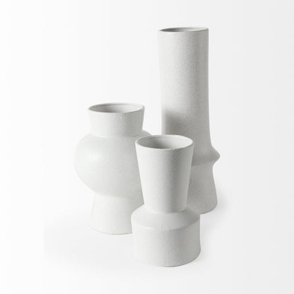 11" White Abstract Cylinder Ceramic Table Vase HomeRoots