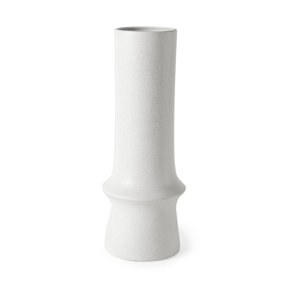 17" White Abstract Cylinder Ceramic Table Vase HomeRoots