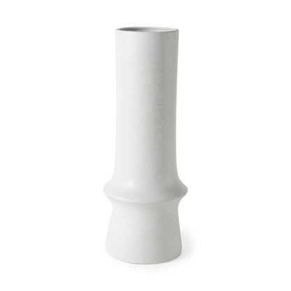 17" White Abstract Cylinder Ceramic Table Vase HomeRoots