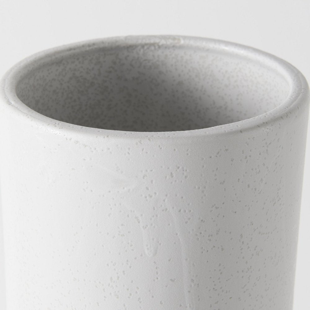 17" White Abstract Cylinder Ceramic Table Vase HomeRoots