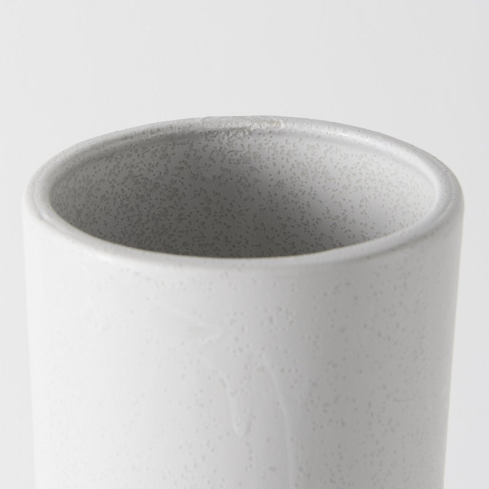17" White Abstract Cylinder Ceramic Table Vase HomeRoots