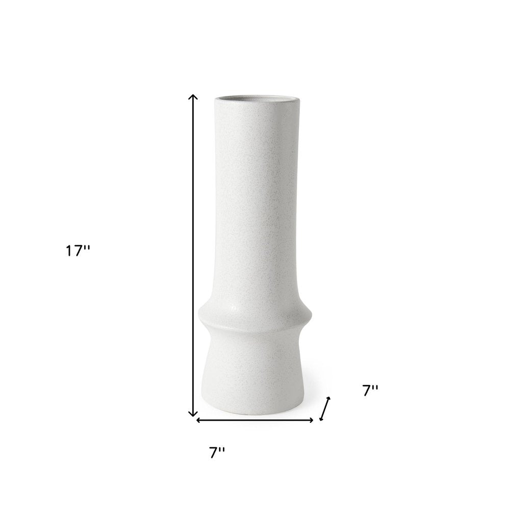 17" White Abstract Cylinder Ceramic Table Vase HomeRoots