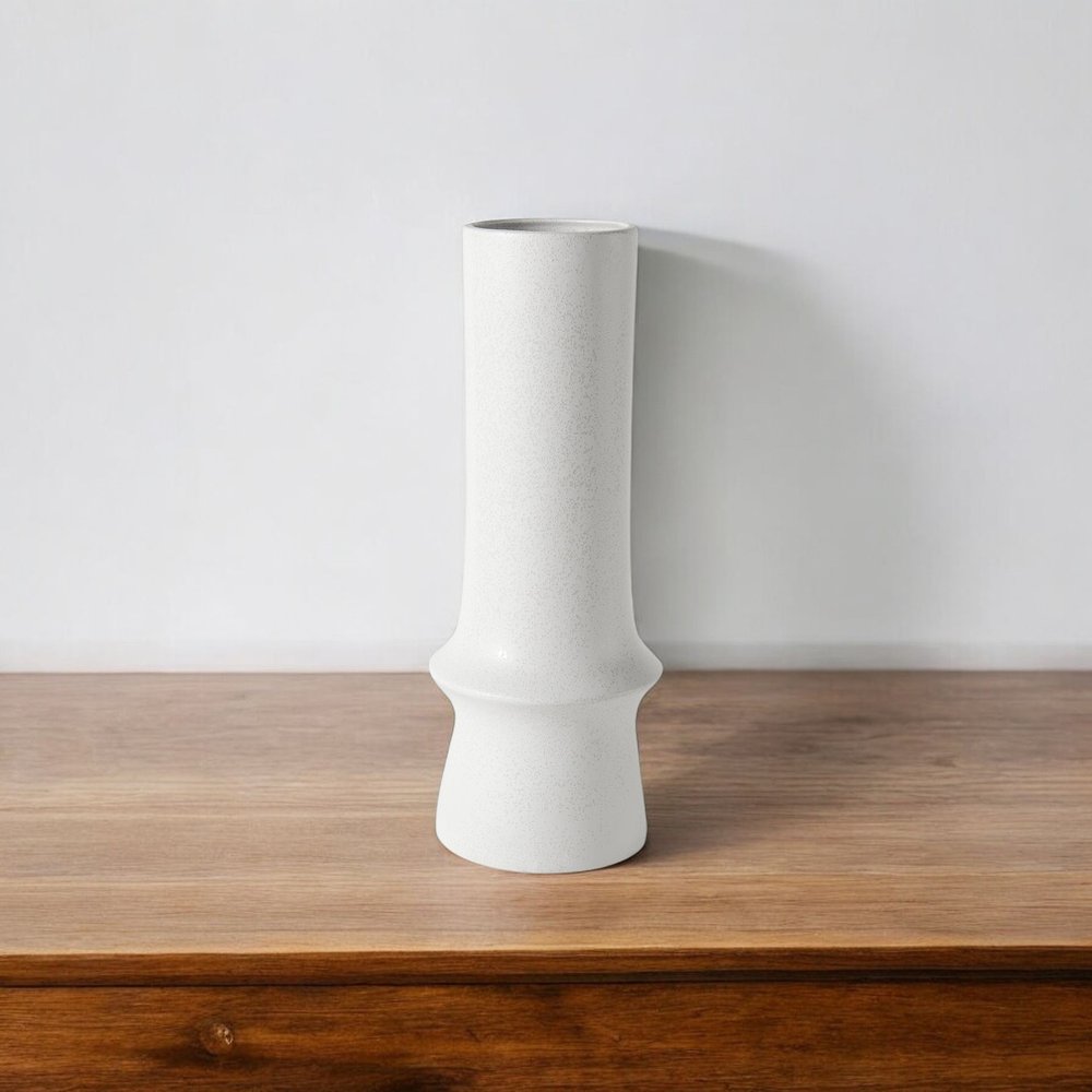 17" White Abstract Cylinder Ceramic Table Vase HomeRoots