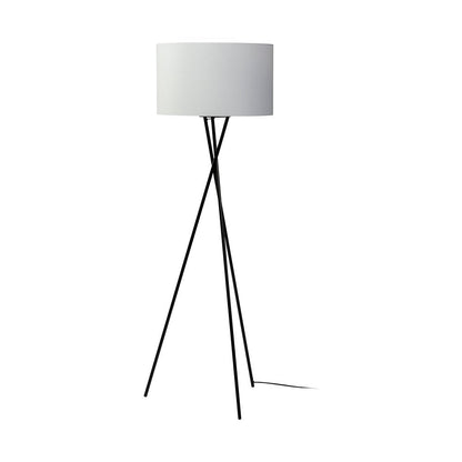 66" Black Tripod Floor Lamp With White Fabric Drum Shade HomeRoots
