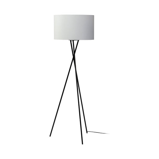 66" Black Tripod Floor Lamp With White Fabric Drum Shade HomeRoots