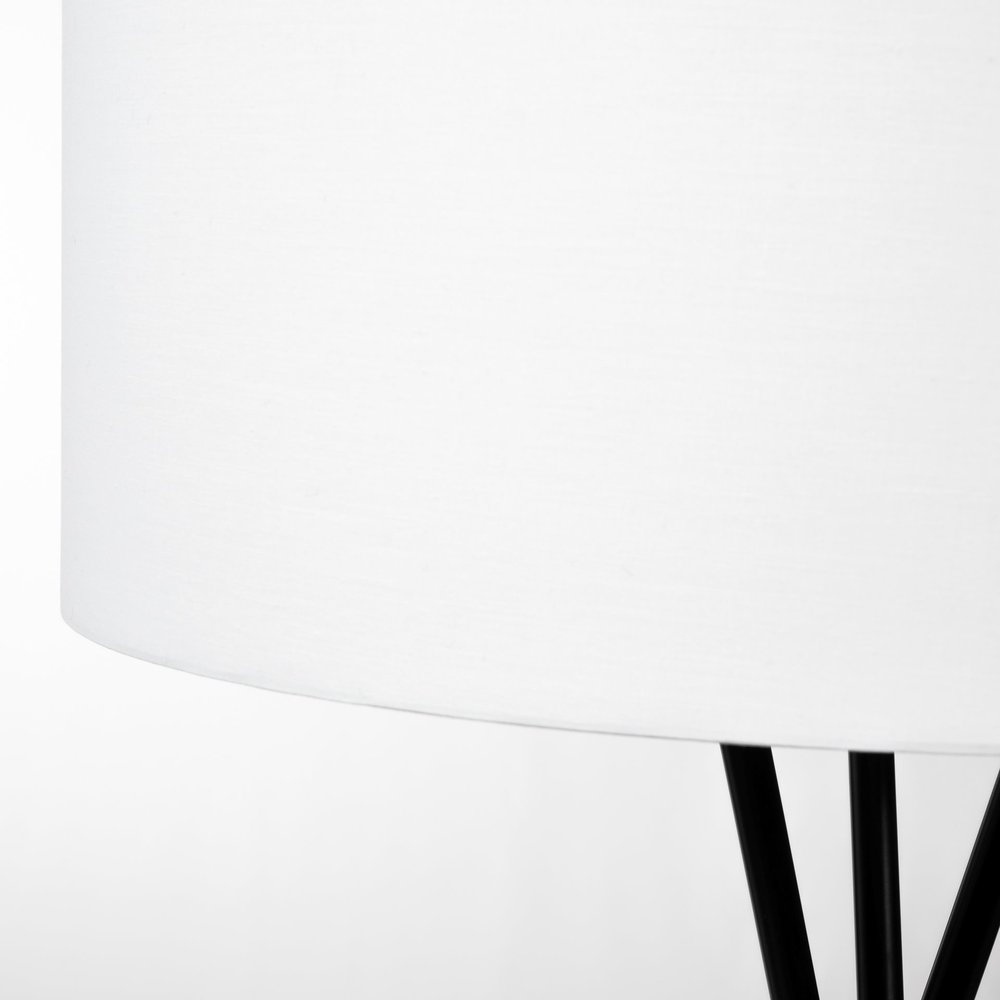 66" Black Tripod Floor Lamp With White Fabric Drum Shade HomeRoots